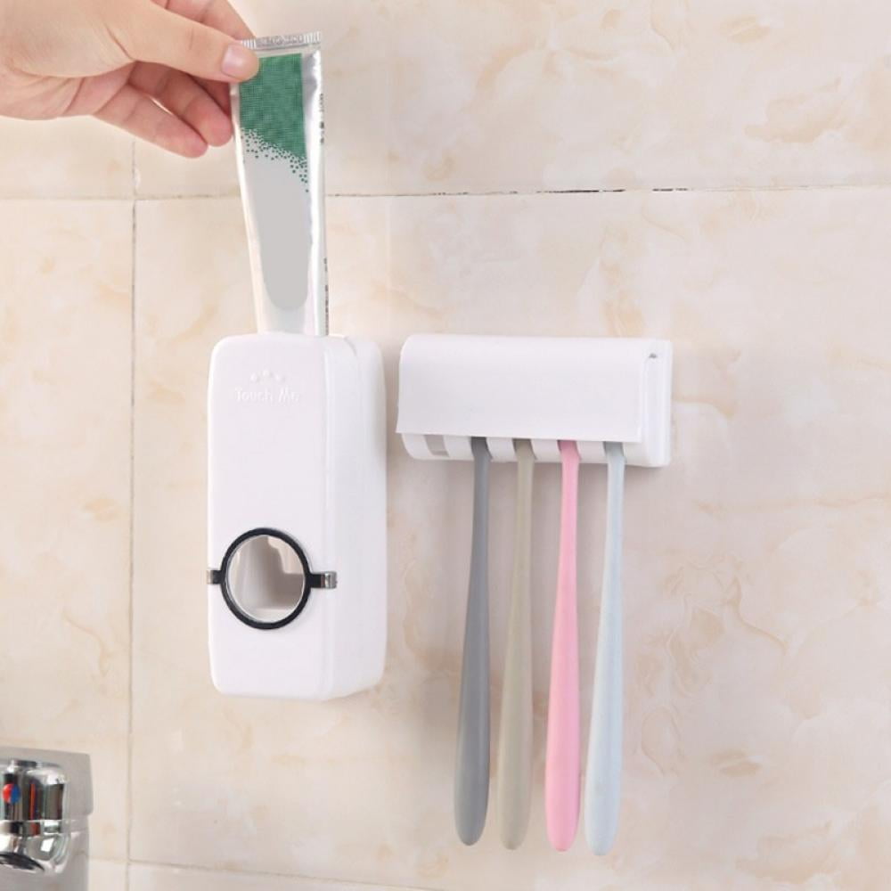 New Automatic Toothpaste Dispenser Dust-proof Wall Mount Stand Squeezer Bathroom 