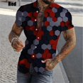 thumbnail image 3 of Camisa con estampado geométrico y personalidad en 3D para hombre, camisas casuales de manga corta con botones, camisas de playa de gran tamaño para hombre, 3 of 5