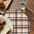 thumbnail image 3 of Orange Black Plaid Round 15 Inch Placemats Set of 6, Farmhouse Orange Black Checkered HeatResistant Non Slip Place Mats for Dining Table, Wipeable Braided Kitchen Table Mats for Housewarming, 3 of 9