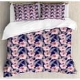 thumbnail image 1 of Flower Duvet Cover Set Queen Size, Blooming Flowers Composition Pink Toned Lilies Ornamental Spring Flourish Pattern, Decorative 3 Piece Bedding Set with 2 Pillow Shams, Multicolor, by Ambesonne, 1 of 3