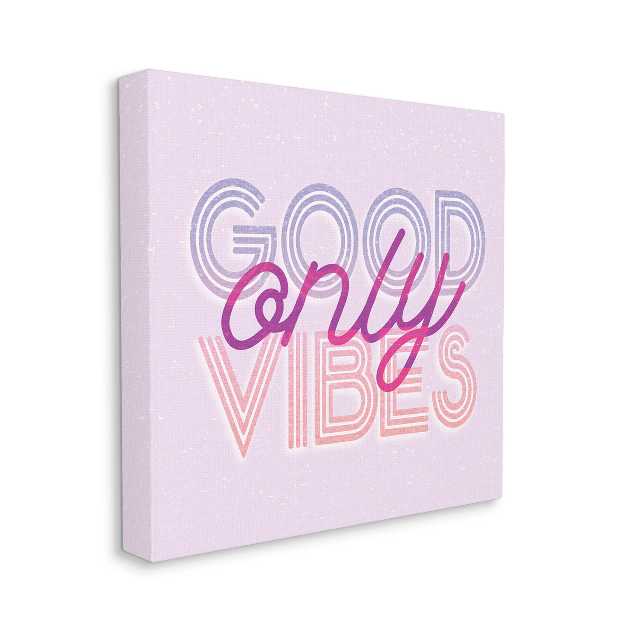 Stupell Industries Good Vibes Only Retro Text Graphic Art Gallery Wrapped Canvas Print Wall Art, Design by Lil' Rue