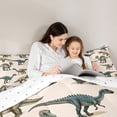 thumbnail image 4 of Homewish Retro Rustic Dino 7 Pieces Bedding Comforter Set,Ancient Animal Dinosaur Full Bedding Set,Brown Green Fitted Sheet Flat Sheet For Teens,Microfiber Bedroom Decor Reversible, 4 of 8