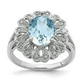 thumbnail image 3 of 925 Sterling Silver Rhodium Diamond and Checker-Cut Light Swiss Blue Topaz Ring Size 7, 3 of 6