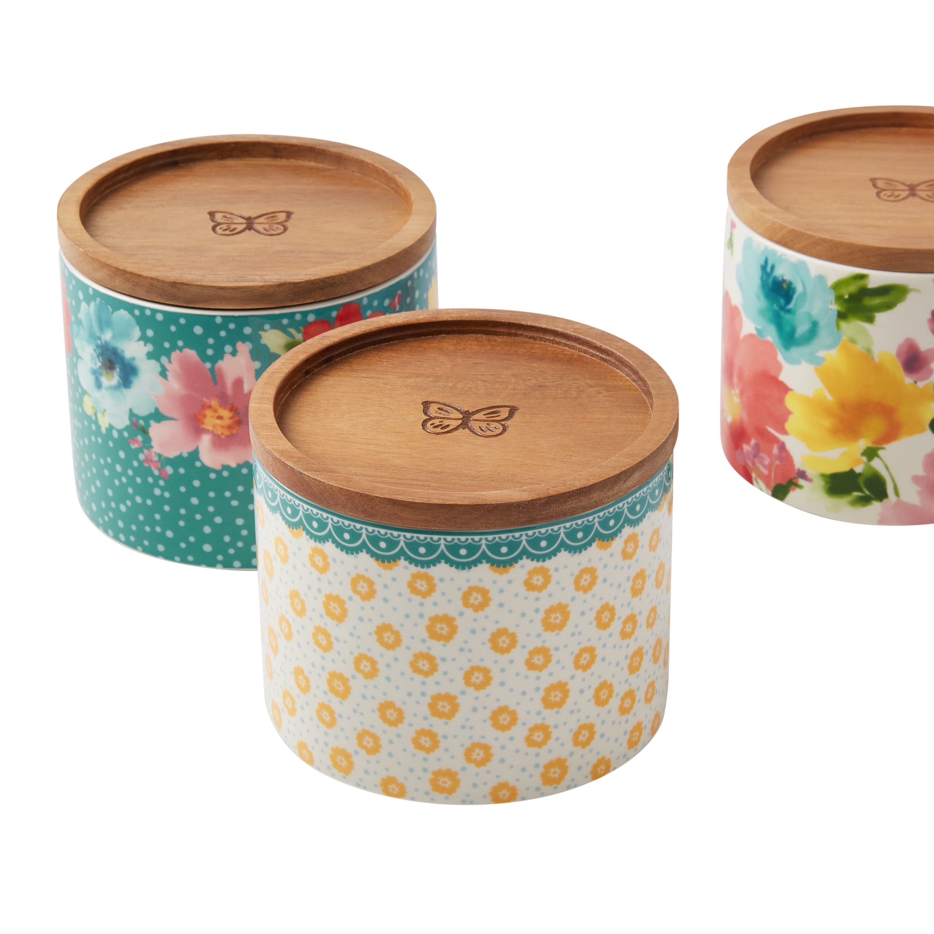 The Pioneer Woman, Other, Newpioneer Womansweet Romance 4piece Ceramic  Canisters Set With Wood Lids