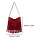 thumbnail image 2 of Bolso de hombro con borlas para mujer bolso de mano con flecos de piel de ante bolso de compras femenino, 2 of 9