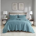 thumbnail image 2 of Madison Park Nala Full/Queen 3-Piece Scalloped Edge Crinkle Microfiber Quilt Set, Teal, 2 of 8