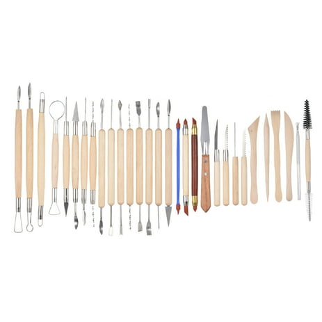 30pcs Clay Sculpting Pottery Carving Tools Set Colors Sharpers & Modeling Tools & Wooden Sculpture Scraper