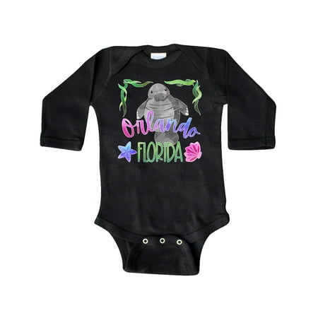 

Inktastic Orlando Florida Cute Swimming Manatee Gift Baby Boy or Baby Girl Long Sleeve Bodysuit