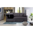 thumbnail image 4 of Paisley Linen Fabric Reversible Sleeper Sectional Sofa with Storage Chaise Blue, 4 of 5