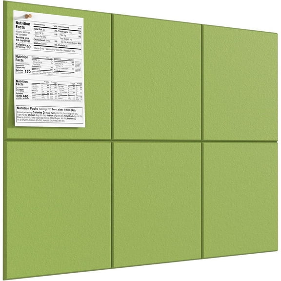 Large Cork Board for Wall 36" x 24", Forest Green Bulletin Board, 6 Pack Felt Wall Tiles with Pushpins, Cork Boards for Office Push Pin Board Tack Board Felt Board
