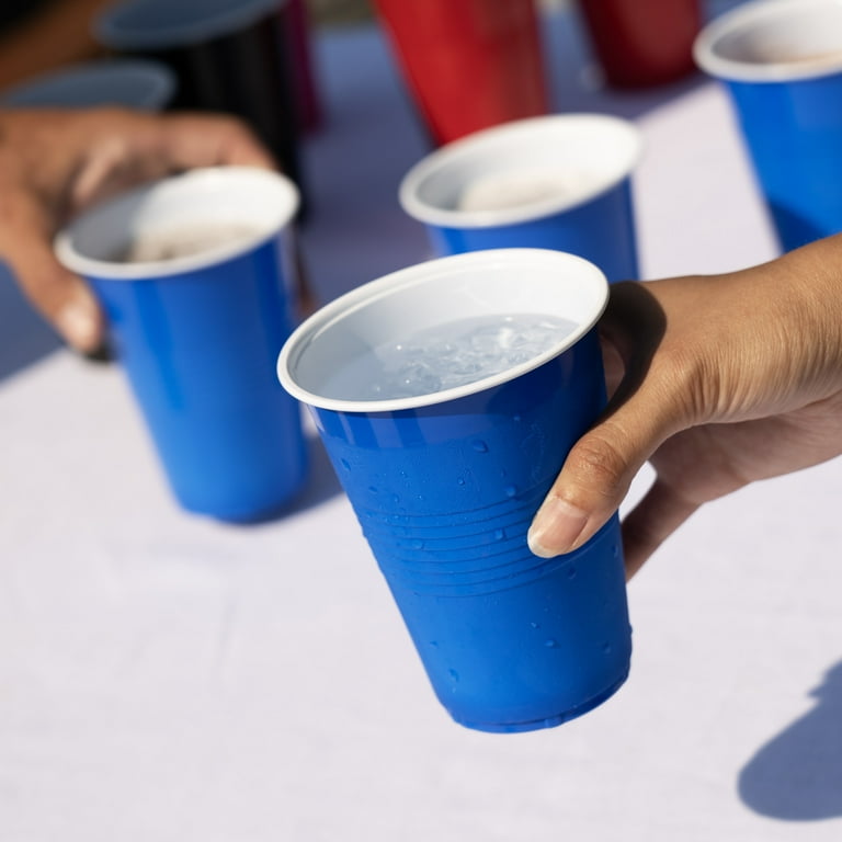 True Blue Party Cups, 16 oz, Disposable Plastic Set of 24 - Walmart.com