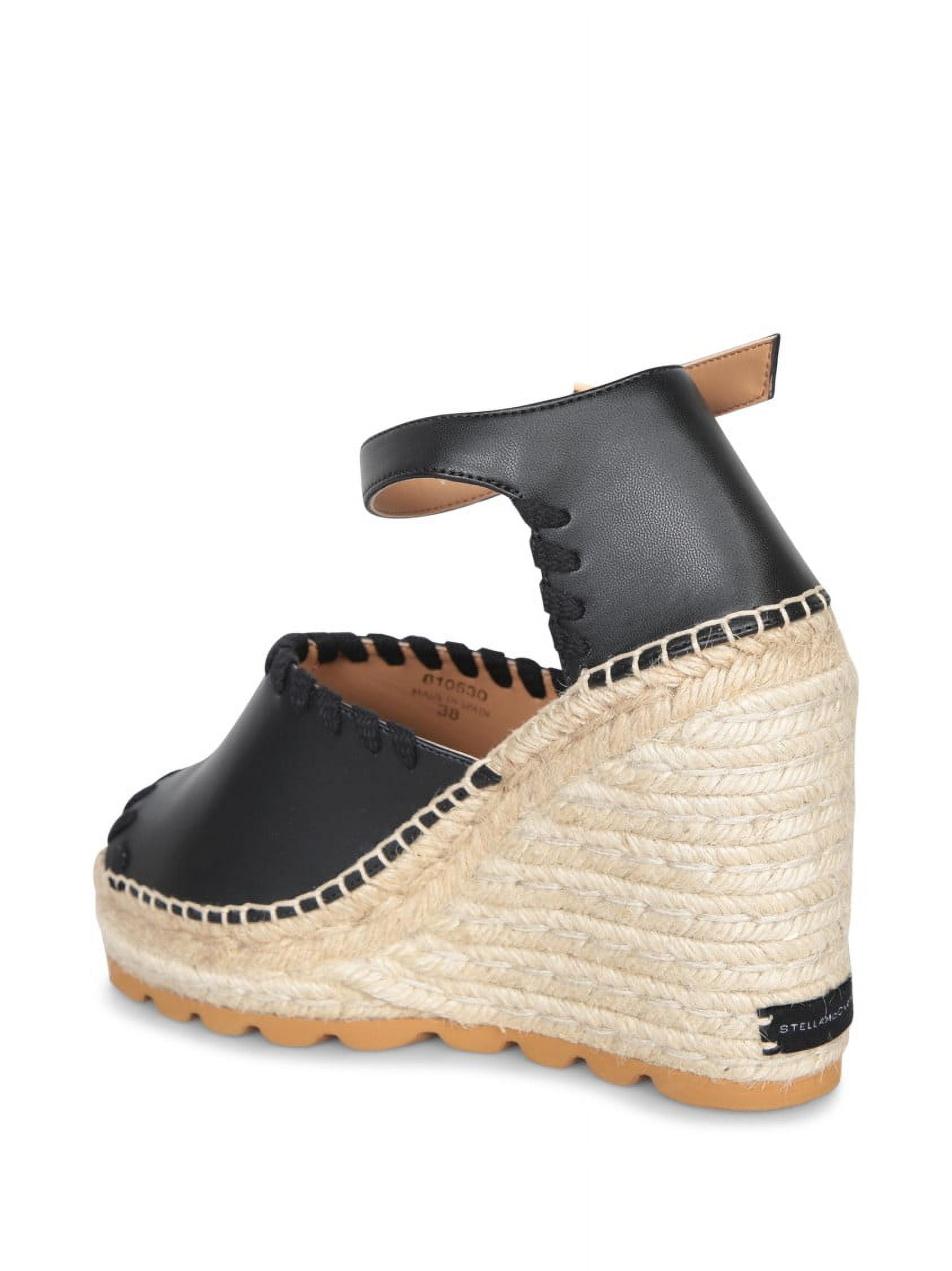 サンダル・ミュール Stella Mccartney Black Leather Espadrilles With Woven Jute Stella Mccartney Black Leather Espadrilles With Woven Jute