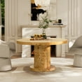 thumbnail image 6 of Jennifer Taylor Home Nebula 51" 5-6 Seater Round Burl Pillar Dining Table, Warm Natural Brown Burl Wood, 6 of 6