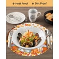 thumbnail image 3 of 13 Inch Round Placemats Set of 4, Orange Pumpkin Gnomes Fall Non Slip Heat Insulation PP Table Mats, Branches Thanksgiving Leaves Washable Place Mats for Kitchen Dining Party Table Decor, 3 of 7