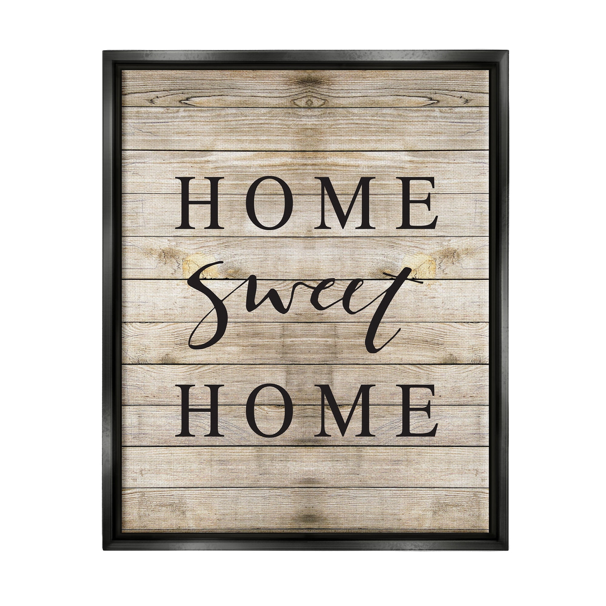 Stupell Industries Home Sweet Home Family Typography Jet Black Framed Floating Canvas Wall Art, 24x30, by Border Bloom