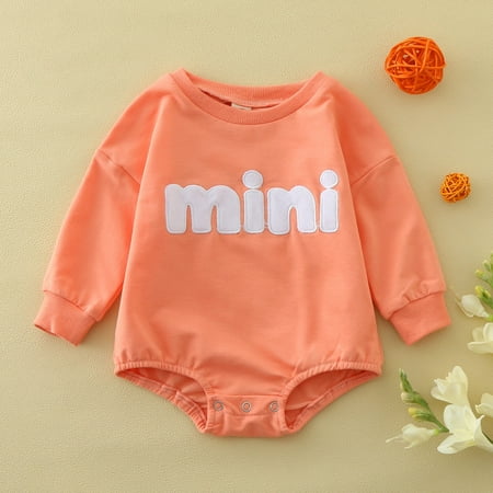 

NIUREDLTD Toddler Winter Long Sleeve Romper Bodysuit Boys Girls Cartoon Letter Prints For Babys