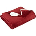 thumbnail image 2 of Sunbeam Electric Heated Throw Blanket Microplush Washable with 3-Heat Setting Auto-Off Controller, (Garnet Red), 2 of 2