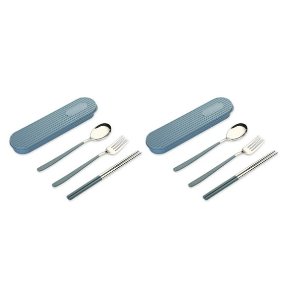 Billuyoard Juegos de vajilla Juego de utensilios de cocina de cubiertos de acero inoxidable 304 Vajilla portátil con estuche Diseño simple Accesorios de Type3 NO3 Billuyoard CBP269356