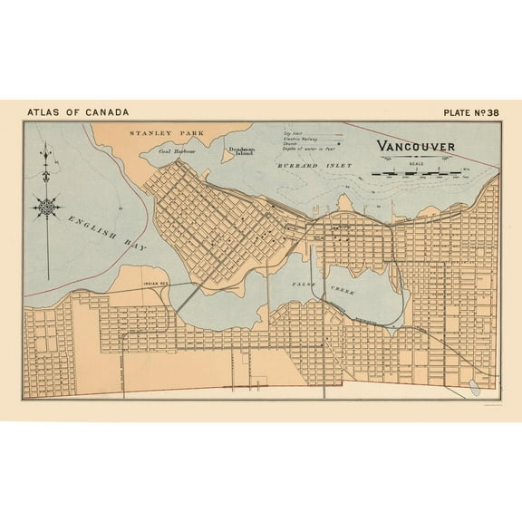Historic Map - Vancouver Canada - White 1906 - Vintage Wall Art