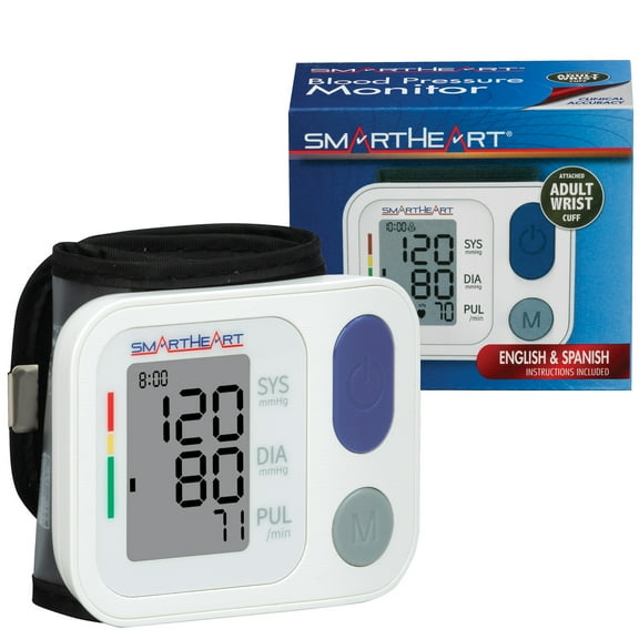 SmartHeart Wrist Blood Pressure Monitor, 2-Person Memory, 398 Readings Auto Inflation & Deflation