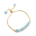 thumbnail image 2 of Gempires Aquamarine Bolo Beads Bracelet for Women, 8 inches Adjustable Bracelet, 2 of 8