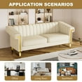 thumbnail image 7 of 84" 3 Seater Sofa Couch, TUANLUO PU Leather Tufted Sofa with Rolled Armrest and Metal Leg, Modern Deep Seat Sofa Couch for Living Room, Beige, 7 of 7