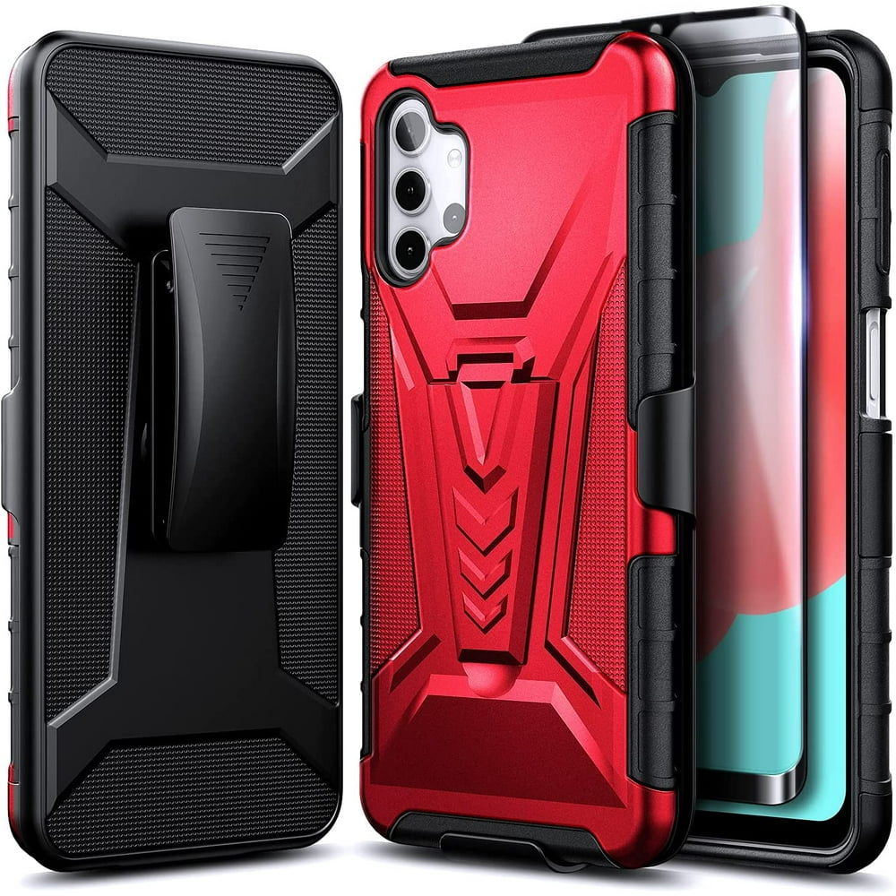 Samsung Galaxy A32 5G Phone Case with Tempered Glass Screen Protector (Full Coverage), Nagebee Samsung Galaxy A32 5G Phone Case with Tempered Glass Screen Protector (Full Coverage), Nagebee