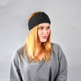 thumbnail image 2 of Ljudmp Women's Cable Knitted Turban Headband Flower Ear Warmer Head Wrap Hair Band With Button Black, 2 of 3