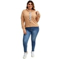 thumbnail image 4 of Sudadera asimetrica en talla extra, modelo 8027 (camel) beige 40 Roman Fashion Sudadera extra 8027, 4 of 6