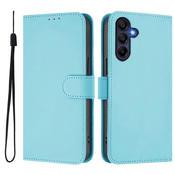 For Samsung Galaxy A26 5G Case Solid Color Wallet Leather Phone Cover with Strap