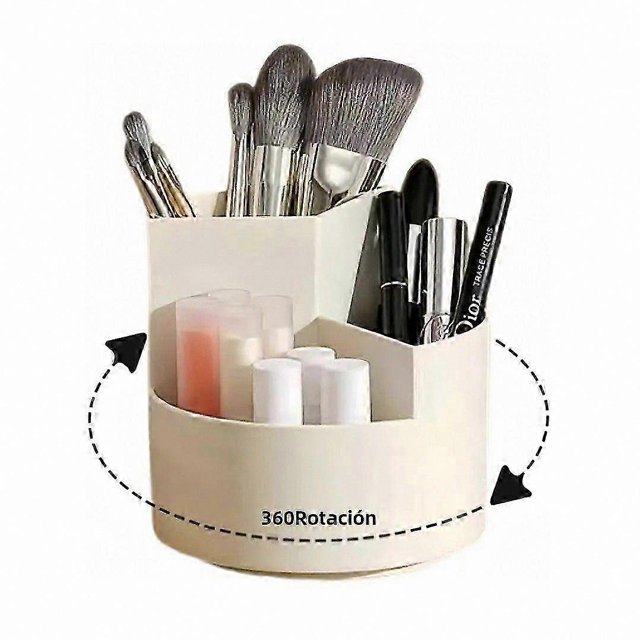 Rotating Makeup Organizer with 3 Slots for Pencils and Brushes, Durable Plastic Design for Hallway or Bathroom Use