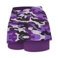 thumbnail image 6 of FAOWME Women's Skirts High Waist Camouflage Print Comfortable Breathable Fitness Yoga Skirt Built In Shorts For Sports Activities,Purple,Xxxl, 6 of 7