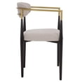 thumbnail image 6 of Safavieh Covelle Modern Metal and Fabric Dining Arm Chairs, Black / Gold / Dove Gray Linen (Set of 2), 6 of 8