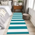 thumbnail image 5 of 2x6 Kitchen Runner Rug, Teal Striped Non-Skid Rubber Backing Large Rectangle Rugs - Living Room Bedroom Home Office, Simple Art Vertical Stripe Farmhouse Indoor Floor Mat Carpets Washable Rug, 5 of 9