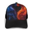 thumbnail image 3 of Naloa Red And Blue Abstract Adult adjustable Print Baseball Hat, Patchwork curved brim baseball capfor Men and Women, One Size, 3 of 5