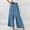 Blue, variant on Idoravan Women's Size Pants Women Casual Solid Cotton Linen Drawstring Elastic Waist Long Wide Leg Pants