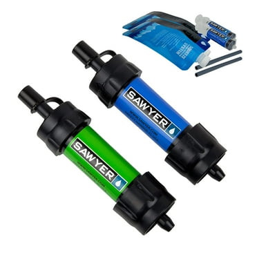 Sawyer Products SP2101 MINI Water Filtration System, 2-Pack, Blue / Green