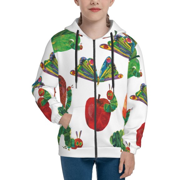 Youth Hungry Caterpilla Zip Up Graphic Hoodie with Pockets Comfort Long Sleeve Soft Hoodies