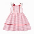 thumbnail image 1 of gdxvjhbj Robes Filles Fête Robe d'Été Fille Encolure Carrée Manches Courtes Taille Croisée Décontractée Ligne A Mini Robe Taille 9-10 (Rose, 9-10 Ans), 1 of 9