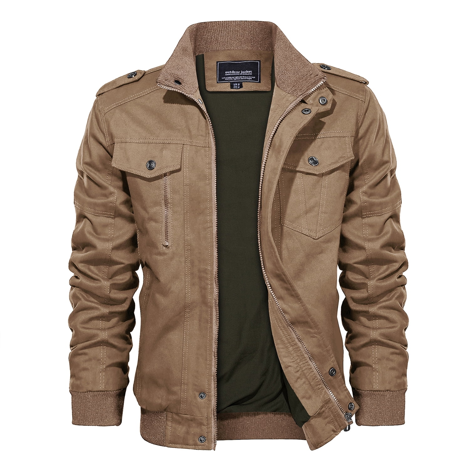 TACVASEN Mens Jacket-Military Casual Cotton Lightweight Full Zip Spring Fall Outwear Coat 