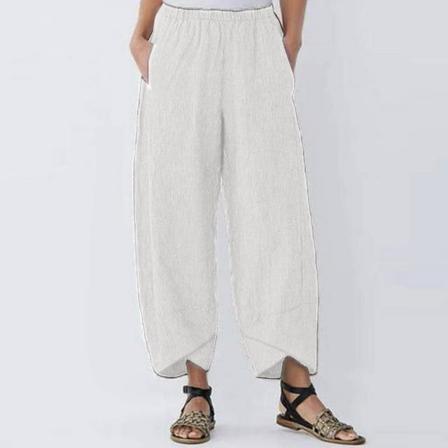 WILLBEST Pantalones Casuales de Verano: Pantalones Cómodos de Talla Grande para Mujer con Un Ajuste Relajado y Elegante. XXXL