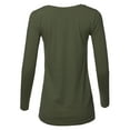 thumbnail image 3 of A2Y Women's Basic Solid Soft Cotton Long Sleeve V-neck Top T-shirt Dark Olive S, 3 of 6