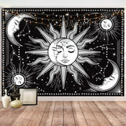 Wall Tapestry Black and White - Aesthetic Tapestry Wall Hanging Moon Tapestry as Wall Art for Bedroom, Living Room, Dorm Decor - Printed Without Fringe (51.2x59.1 Inches, 130x150 cm)