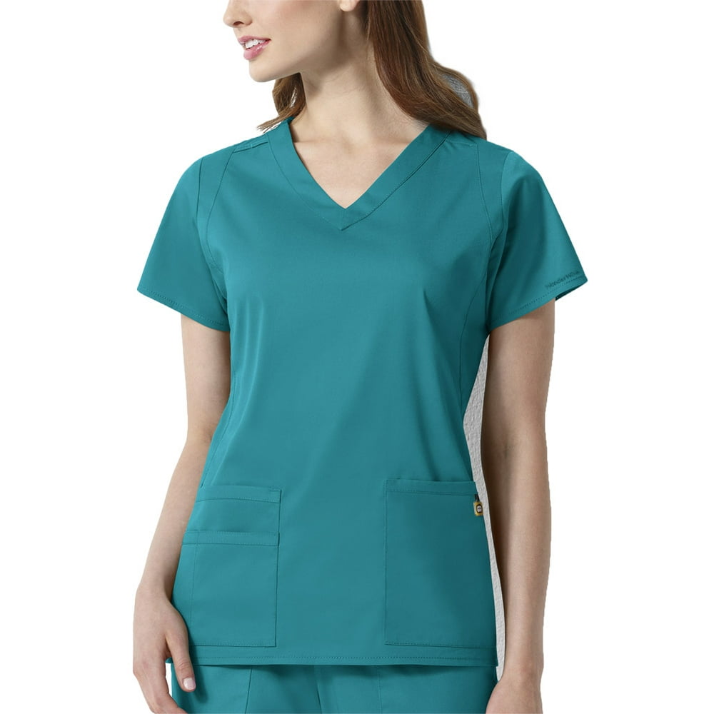 WonderWink wonderwink size next charlotte vneck plus women's scrub top, teal, 5xlarge