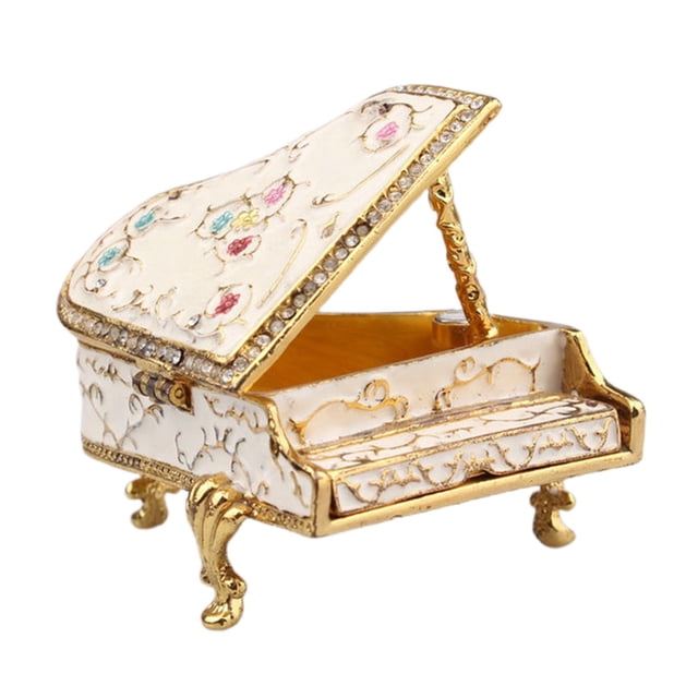 Piano clásico, juguete educativo, caja de música para decoración del hogar y el dormitorio. blanco