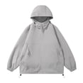 thumbnail image 4 of Siilsaa Mens 1/4 Zipper Running Hiking Rain Jacket Waterproof Lightweight Hooded Sweatshirts Drawstring Windbreak Pullover Hoodies with Pockets Light Gray,XL, 4 of 5