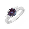 thumbnail image 2 of Sterling Silver with Color Changing Alexandrite and Moissanite Three Stone Ring, 2 of 3
