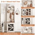 thumbnail image 4 of Vabches 3-In-1 65" Hall Tree with Coat Rack, Storage Cabinet and Storage shelves for Hallway, Living Room Barn Doors, Rustic White, 4 of 7