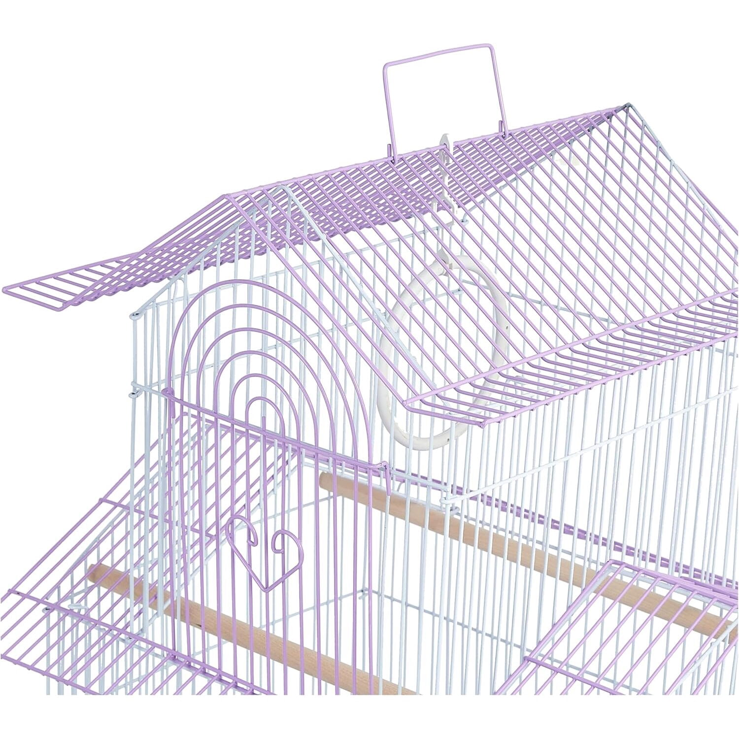 HomeStock Rustic Retreat Bird Cage with Natural Wood Accents, Durable Metal Construction, Spacious Interior, and Comfortable Features for Birds'-Color:Pink