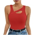 thumbnail image 2 of Tank Tops for Women under $5 Sleeveless Summer Solid Regular Casual Tank Red M, 2 of 4